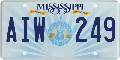 MS license plate AIW249