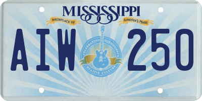 MS license plate AIW250