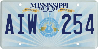 MS license plate AIW254