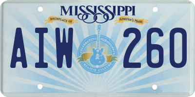 MS license plate AIW260