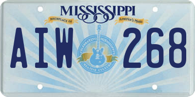 MS license plate AIW268