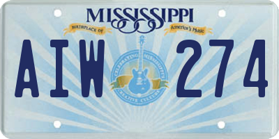 MS license plate AIW274