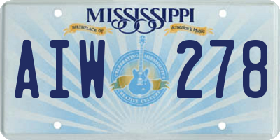 MS license plate AIW278