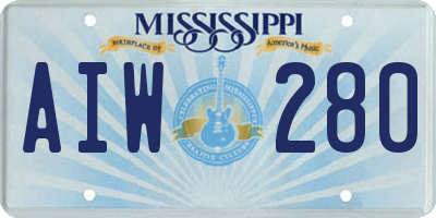 MS license plate AIW280