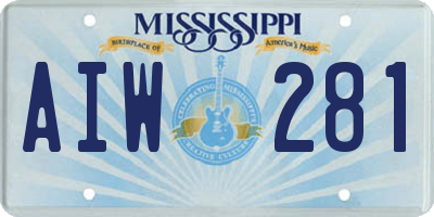 MS license plate AIW281