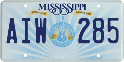 MS license plate AIW285