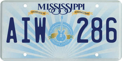 MS license plate AIW286