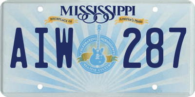 MS license plate AIW287
