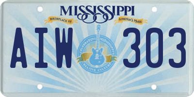 MS license plate AIW303