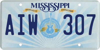 MS license plate AIW307