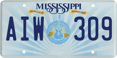 MS license plate AIW309