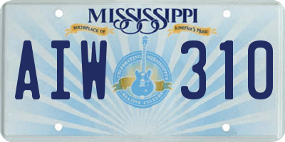 MS license plate AIW310