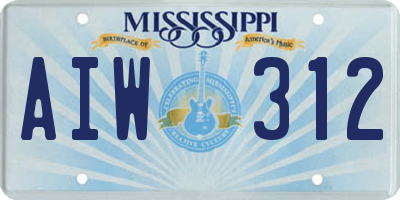 MS license plate AIW312
