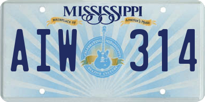 MS license plate AIW314