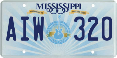 MS license plate AIW320