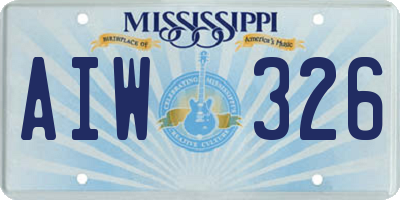 MS license plate AIW326