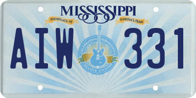 MS license plate AIW331