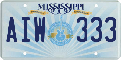MS license plate AIW333