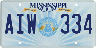 MS license plate AIW334