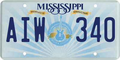 MS license plate AIW340