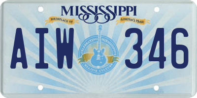 MS license plate AIW346