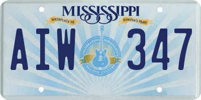 MS license plate AIW347