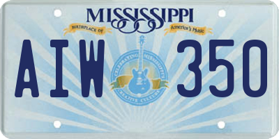 MS license plate AIW350