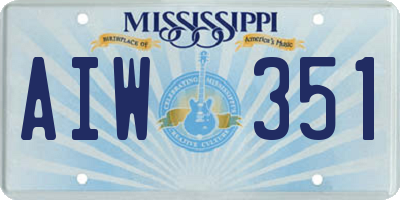 MS license plate AIW351