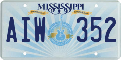 MS license plate AIW352