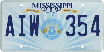 MS license plate AIW354