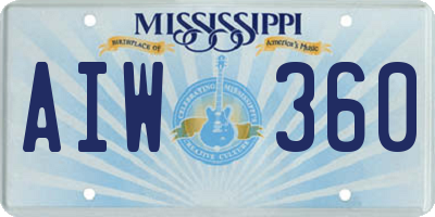MS license plate AIW360
