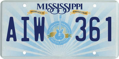 MS license plate AIW361