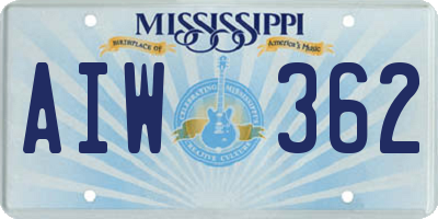 MS license plate AIW362