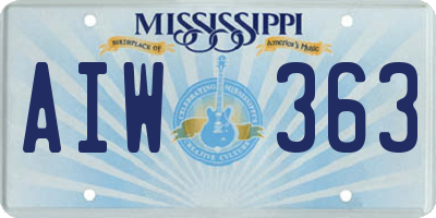MS license plate AIW363