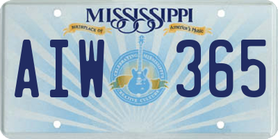 MS license plate AIW365