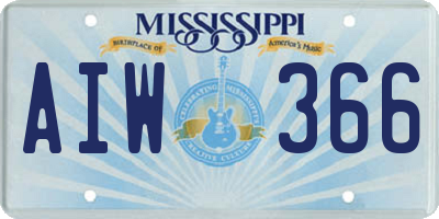 MS license plate AIW366