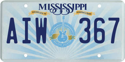 MS license plate AIW367