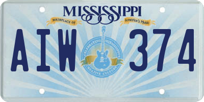 MS license plate AIW374