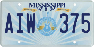 MS license plate AIW375