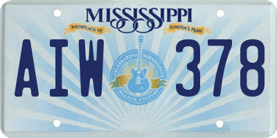 MS license plate AIW378
