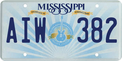 MS license plate AIW382