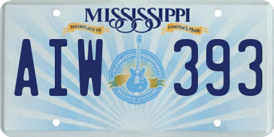 MS license plate AIW393