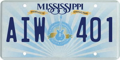 MS license plate AIW401