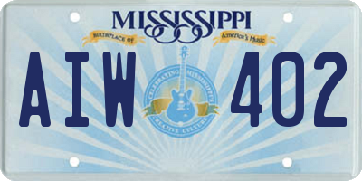 MS license plate AIW402