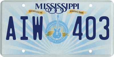 MS license plate AIW403