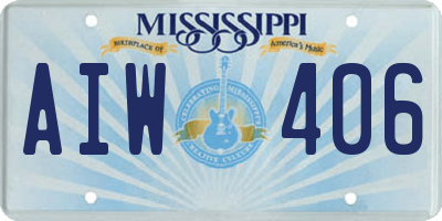 MS license plate AIW406