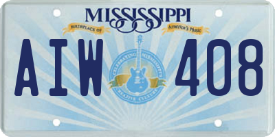 MS license plate AIW408