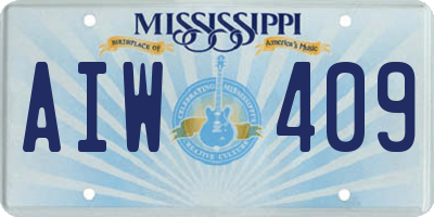 MS license plate AIW409