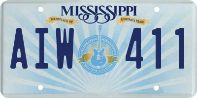 MS license plate AIW411