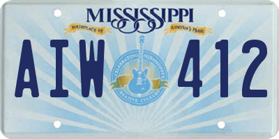 MS license plate AIW412